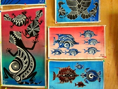 Paintings for sale; Port Vila handicraft market