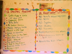 School rules in Bislama - "werem klin klos oltaem" translates to "wear clean clothes all time"