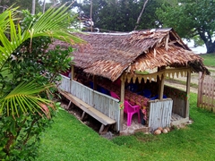 Communal dining hut at Noda Guesthouse; Waterfall Village