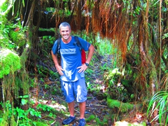 Robby smiles on the adventure trail hike to Mt Alava