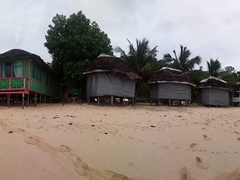 Panorama of beach fales on Lalomanu Beach
