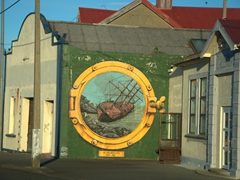 Mural of the "England's Glory", wrecked near the entrance to Bluff in 1881