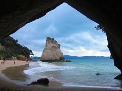 The famous rock arch at Cathedral Cove; Coromandel Peninsula