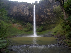 View of Bridal Veil Falls from the base of the waterfall; Pakoka River