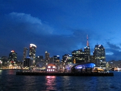 Auckland at night via ferry - no better way to get home after an afternoon of drinking! 