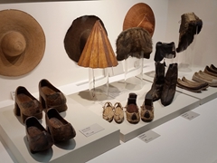 Traditional shoe and hat display at the Natural History Museum