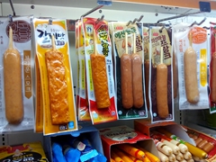 Korean "meat on a stick" snacks for sale at a local 7-Eleven store