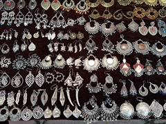 Earrings under 100 Rupees each; Janpath Market in New Delhi
