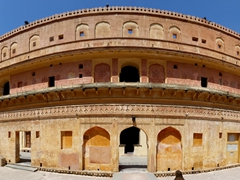 Panoramic view of Man Singh I Palace and courtyard; Amber Fort