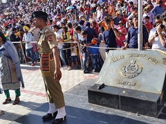 Joining the crowd of over 20,000 spectators in the daily "Wagah-Attari Border Ceremony", a late afternoon spectacle between India and Pakistan