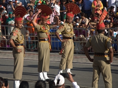 The daily ceremony is a specatcular showmanship of the nationalistic pride between India and Pakistan. The spectators get whipped up to a patriotic frenzy in their support
