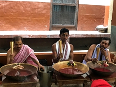 Worshippers; Hindu temple in Varanasi