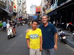 Huy and Robby on Bui Vien Street (famous backpacker drinking area); Saigon