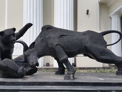 Bear and Bull statue at the Saigon Stock Exchange