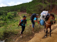 Other groups opt to hire a horse to carry their gear on the Tà Năng to Phan Dũng route