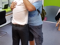 An emotional farewell...Robby and Tuấn Anh hug it out