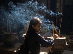 Burning incense; Thien Hau Temple