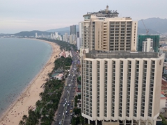 View of Nha Trang from Skylight Bar, where 2 for 1 sunset cocktails can be enjoyed daily