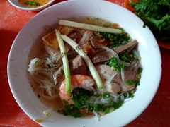 A bowl of delicious "hủ tiếu Nam Vang", one of our favorite noodle soups