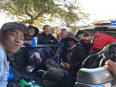 Our trekking group prepares to start our 3 day hike; Tà Năng