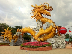 Massive golden dragon statue
