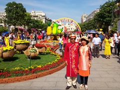 We loved all the traditional outfits on display during Tet; Nguyễn Huệ Flower Street
