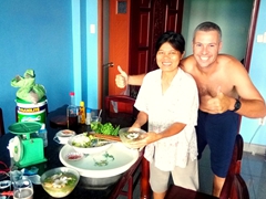 Robby and Chị Xuân - she would feed us breakfast, lunch and dinner daily