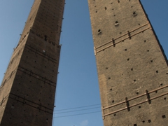 The main symbols of Bologna: Torre degli Asinelli (Tower of the Asinelli) and Torre dei Garisenda (Tower of the Garisenda)