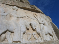 Detail of a rock relief depicting the royal investiture of Ardashir; Naqsh-e Rostam