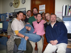 Becky, Wallace West, Dwayne Robbins, John O'Brien, Brandy Brasher, Nyah Simmons, CPT Callahan, and Ivan Thuringer; Camp Victory