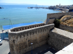 View overlooking the land gate and town harbor; Old Akko