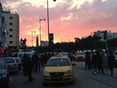 A colorful sunset over Tunis' Ville Nouvelle
