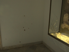 Bullet hole remnants of the terrorist attack on the Bardo Museum in March 2015