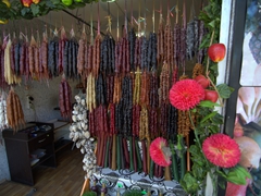 Churchkhela, a traditional sausage shaped candy (made of pressed grape juice, almonds, walnuts, hazel nuts and raisins threaded onto a string and dipped in thickened grape juice)
