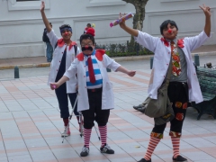 Some funny local children dressed up in costumes for the Carneval Parade; Cuenca