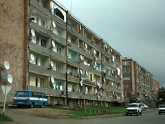 Soviet style apartments. There was a very strong presence of the Soviet Union in Armenia's infrastructure