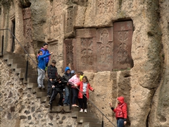 School kids on an excursion to Geghard Monastery 