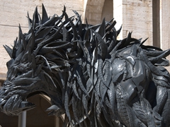 Lion sculpture made entirely out of tires by a Korean artist; Cascades