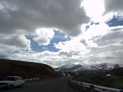 After days of rain, the weather starts to clear up on our drive back from Goris to Yerevan