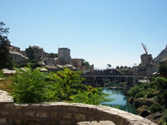 View of Mostar's old bridge (still under renovation)