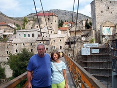 Bill & Laverne crossing the old bridge, Mostar
