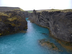 Pretty turquoise river of Sigöldu Foss