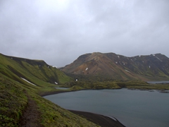 Lake near Landmannalaugar. This is a popular place for fishermen to try their hand at catching arctic char