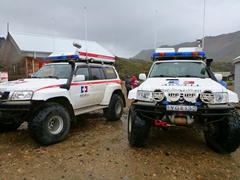 Emergency vehicles at the ready back at Landmannalaugar camp

