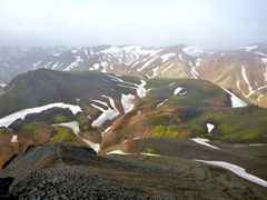 View of Landmannalaugar as seen from Mt Bláhnjúkur (a steep 1 hour hike from camp)

