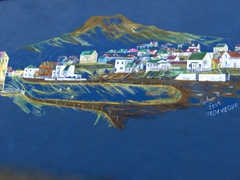 Painted mural on a factory wall; Heimaey Island