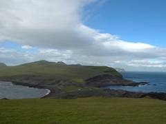 View to the north of Heimaey Island from Europe's windiest point, Stórhöfði

