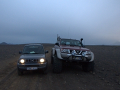 For a little perspective, our Jimny is absolutely dwarfed by this monster 4x4. Ironically, the larger vehicle was abandoned by the roadside...a casualty of the treacherous interior terrain of Iceland