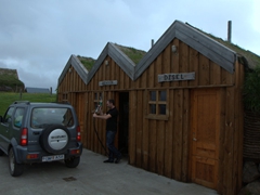 Quite possibly Iceland's cutest gas station! A turf house petrol station fills up our Jimny; Möðrudalur Farm