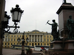View of Senate Square as seen from the base of Alexander II statue